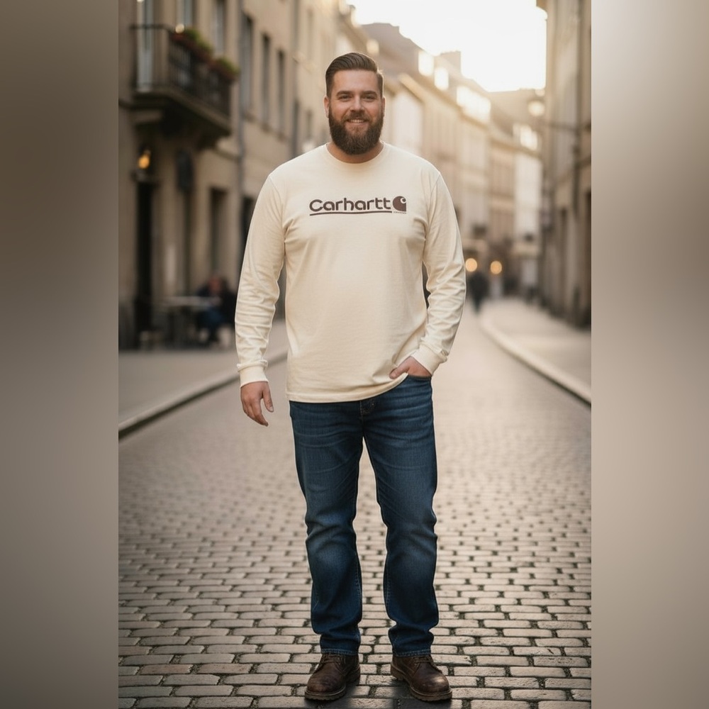Carhartt Men's Oat Milk Long Sleeve Tee